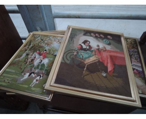 A selection of 7 framed tapestry 