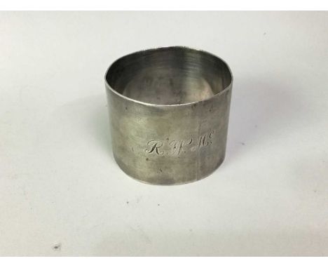 SILVER NAPKIN RING, AND OTHER SILVER AND WHITE METAL ITEMS  including toddy ladles