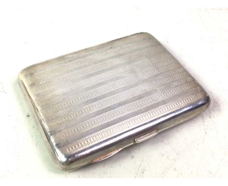 SILVER PLATED CIGARETTE CASE, AND OTHER ITEMS with engine turned decoration, along with a group of lighters and a brass hangi
