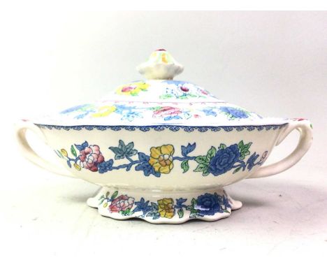 MASONS DINNER AND TEA SERVICE, REGENCY PATTERN including tea pot, cups, saucers, bowls, tureens and plates