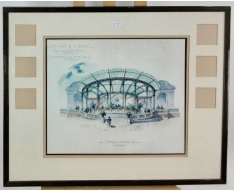 FOUR ARCHITECTURAL PRINTS, including Casino De Vichy and further, all framed under glassthe largest - 100cm x 80cm Qty: 4