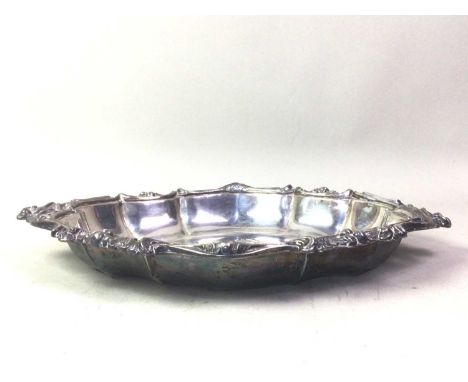 COLLECTION OF SILVER PLATE, including salvers, entre dishes, goblets, three piece tea service and further items