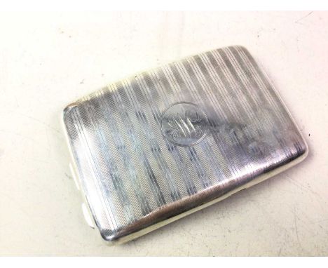 GEORGE V SILVER CIGARETTE CASE, JOSEPH GLOSTER, BIRMINGHAM 1922 with engine turned decoration, initialled on front cartouche 