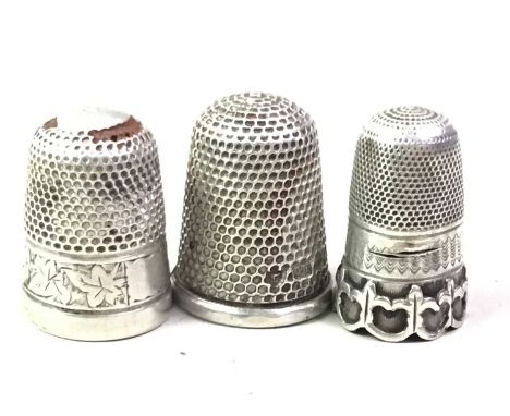 GROUP OF THIMBLES, one marked for Charles Hohner