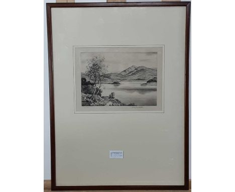 W. HAWKSWORTH, EDINBURGH FROM PRINCES STREET GARDENS drypoint etching, signed and inscribed in pencil, also another etching o