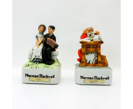 Hand painted music boxes modelled after paintings by Norman Rockwell.Back base reads ' Dave Grossman Designs, Inc. The Saturd