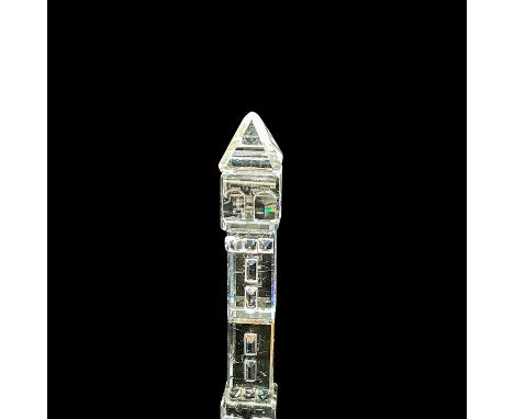 Clear detailed building showing roofline, windows and doors. 7474 NR 000 022. Swarovski backstamp. This item has its original