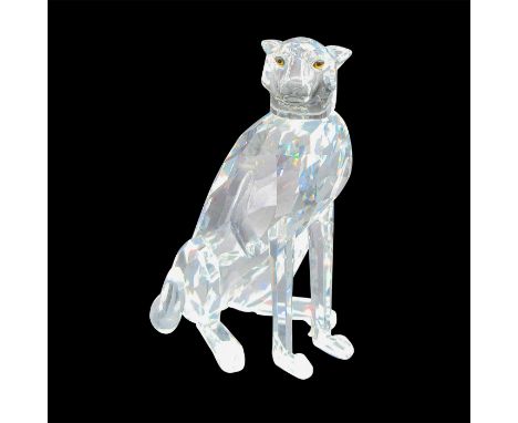 Part of the African Wildlife series, 7610 NR 000 001. Clear, beautiful lines on sitting cat with black inset eyes. Swarovski 