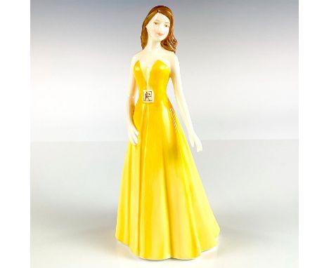 Glossy porcelain with yellow dress and libra zodiac symbol.Marked Prototype Only to bottom base. Royal Doulton backstamp. Thi