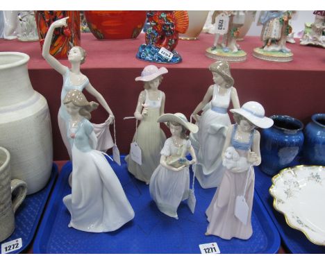 Nao Figurines, to include Lady Dancing 34cm high with chipped finger, with five various others. (6).