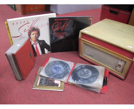 Dansette Bermuda Record Player, circa 1960's (untested by is), with fourteen lp's including Cliff Richard and others swell as
