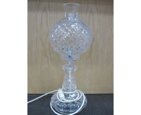 Cut Glass Table Lamp, with a globular shaped shade, 50cm high.