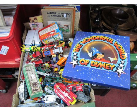 Diecast Cars, Dinky Toys, "Austin Devon" Corgi Toys, Matchbox Models of Yesteryear, box of dominoes, children's books, etc:- 