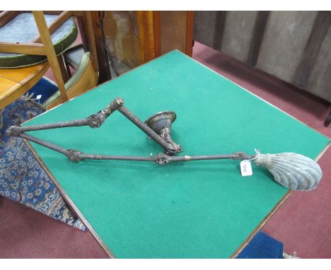 Dugdill's Industrial Angle Poise Lamp, circa 1920's with several joints and shell shade.