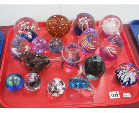 Caithness Moon Crystal Paperweights, and other paperweights:- One Tray.