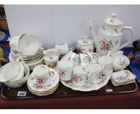 Royal Crown Derby Derby Posies Table China, of forty two pieces including coffee pot, bread plate, six coffee cups and saucer