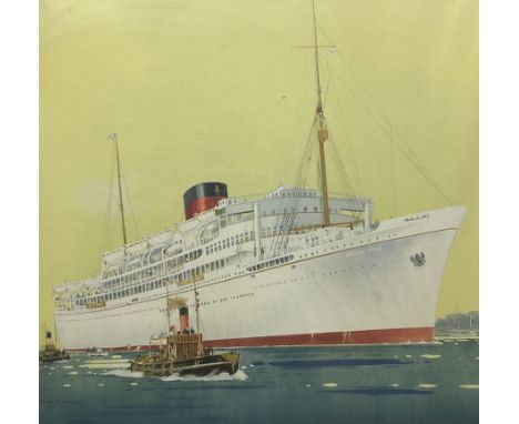 After Frank Henry Mason (Staithes Group 1875-1965): 'The RMMV Stirling Castle and RMMV Athlone Castle', vintage Union-Castle 
