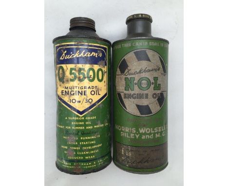 An early Duckham's NOL Engine Oil, specified by Morris, Wolseley, Riley and MG companies cylindrical quart can and one other.