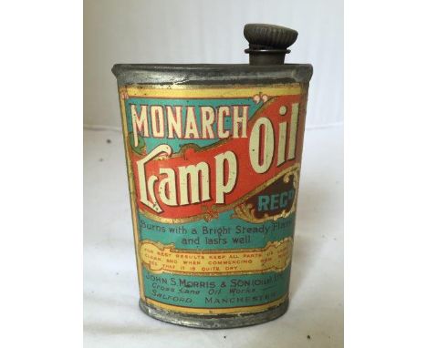 An early Monarch Lamp Oil by John. S. Morris & Son 'Oils' Limited oval can.
