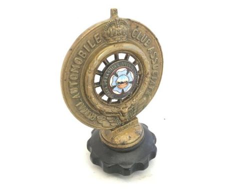 A Royal Automobile Club Associate car badge with North Yorkshire Automobile Club enamel centre, no. B3849, radiator cap mount