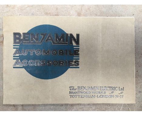 A rare Benjamin Automobile Accessories sales brochure. 