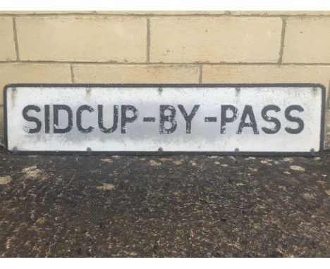 A Sidcup Bypass rectangular aluminium road sign (Sidcup Bypass was the first road from which motorists could achieve 100 mph)