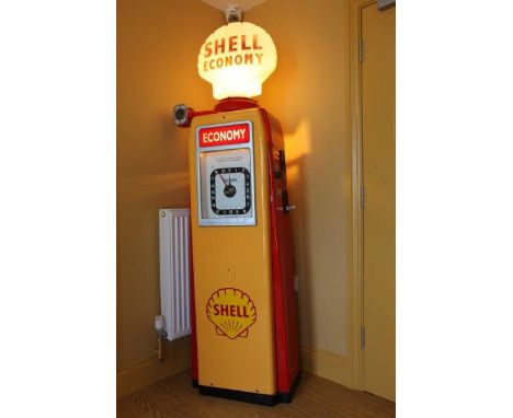 An Avery-Hardoll Limited petrol pump type AH598T, well restored in Shell livery with Economy glass panels and a Shell Economy