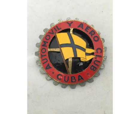 An Automobile Aero Club of Cuba enamel car badge.