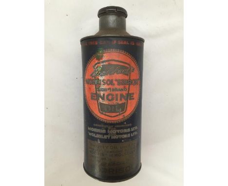 An early Duckham's Morrisol 'Sirrom' Engine Oil cylindrical quart can.