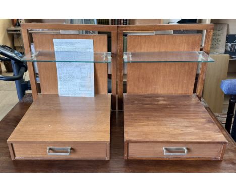 A pair of G - Plan teak bedside units with glass shelf and drawer