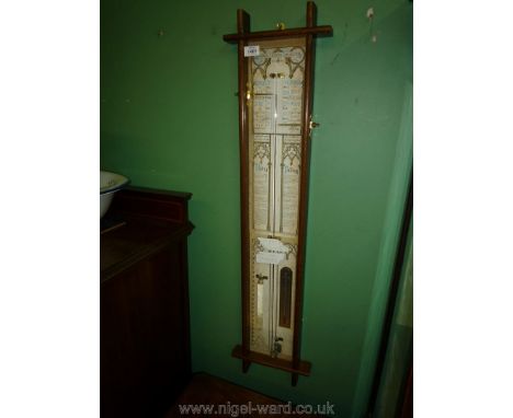 An Oak cased Admiral Fitzroy's Barometer with annotations including: "Long Foretold, Long Last, Short Notice, Soon Past", &am