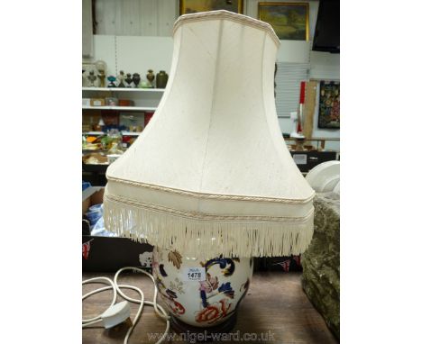 A Masons porcelain table Lamp and shade.