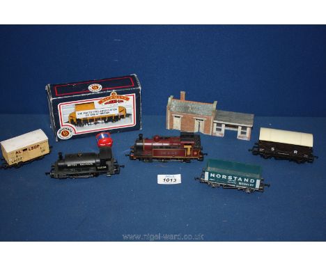 Two Hornby '00' gauge locomotives: 16440 and 56038 and a quantity of rolling stock including Bachmann grain wagon, Allsops, e