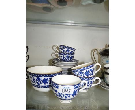A Royal Doulton blue and white oriental pattern part tea service.