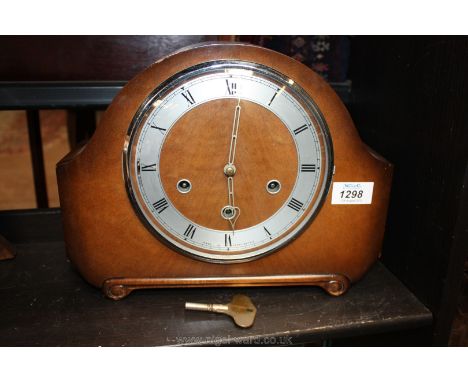 A Smiths Westminster chiming Mantle clock with key