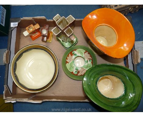 A quantity of Myott china including three candlesticks, two vases, etc., a/f.