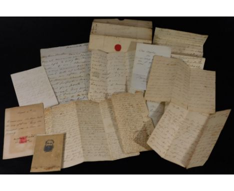 Various historical autographs, letters, etc.  to include Charles John Brandling (DA 1856), various letters with wax seals, 18
