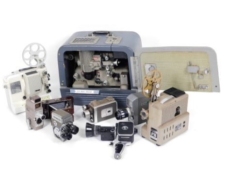 A Noris Synchromat Bolex Paillard Synchroner 100 projector, 38cm H, various hand cameras, to include Bolexpaillard, Yashica 8