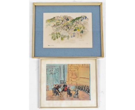 Rauol Dufy.  European landscape, artist limited edition print no.12/20, signed, 27cm x 36cm and a similar print orchestral sc