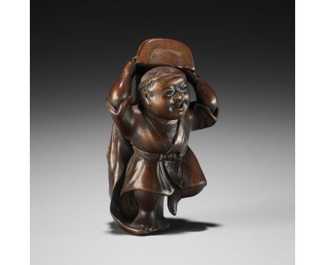 SOSAI: A FINE SO SCHOOL WOOD NETSUKE OF A SHISHIMAI DANCERBy Sosai, signed Seiseido Sosai and kakihanJapan, Tokyo, late 19th 