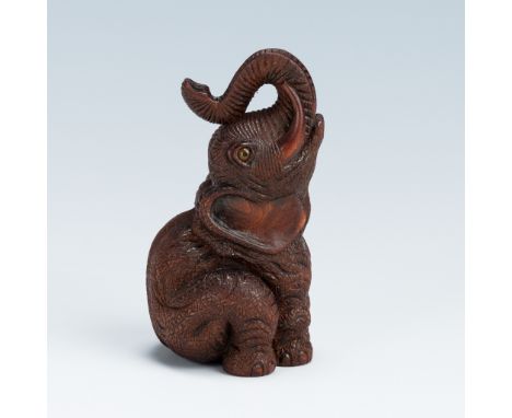 VADYM PYVOVAR: A BOXWOOD NETSUKE OF AN ELEPHANT, AFTER KOKEISAI SANSHOBy Vadym Pyvovar, signed with the artist's initialsUkra