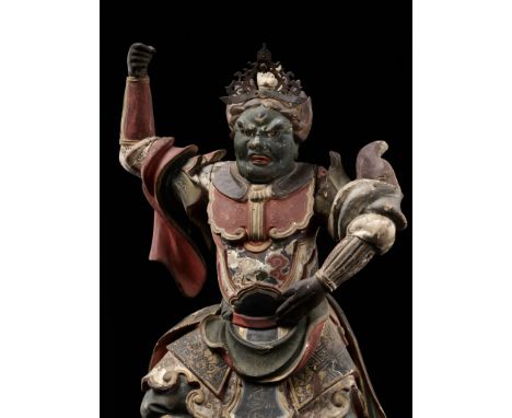 A WOOD TEMPLE STATUE OF ANIRA TAISHO (SHEEP GENERAL), LATE MUROMACHI TO EDOJapan, 16th-17th century, late Muromachi period (1