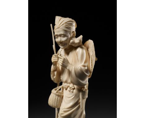 YOSHITOSHI: A FINE TOKYO SCHOOL IVORY OKIMONO OF A FISHERMANBy Yoshitoshi, signed YoshitoshiJapan, Tokyo, Meiji period (1868-