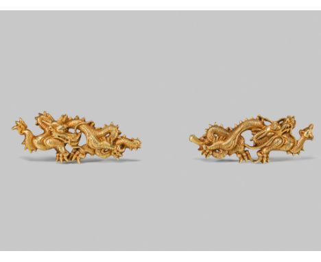 A PAIR OF GOTO SCHOOL GOLD MENUKI DEPICTING DRAGONSJapan, Goto school, 17th-18th century, Edo period (1615-1868)Each superbly