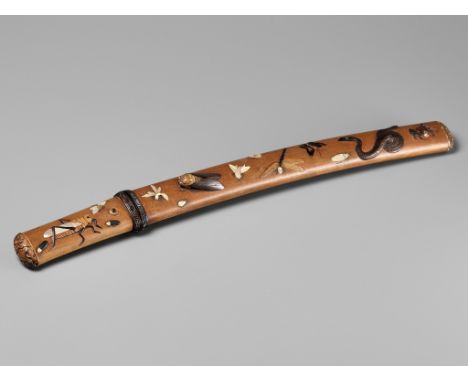 A WAKIZASHI IN FINE SHIBAYAMA-INLAID SAYA WITH SNAKE AND INSECTSJapan, The blade Edo period (1615-1868), the mounting Meiji p