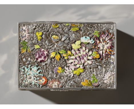 SANSO: A SUPERB CLOISONNE ENAMEL DECORATED SILVER BOX AND COVERBy Sanso, signed SansoJapan, Meiji period (1868-1912)Of rectan