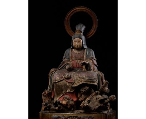 A FINELY PAINTED POLYCHROME WOOD FIGURE OF KICHIJOTEN, MUROMACHIJapan, 16th century, Muromachi period (1338-1573) Finely carv