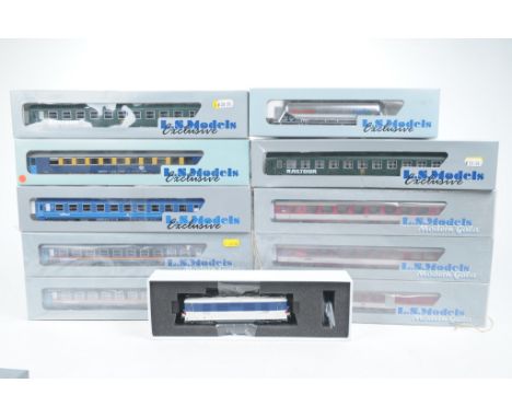 Eleven boxed LS Models HO gauge itemsComprising 10 158 electric locomotive in white and red SNCF livery, boxed tanker, three 