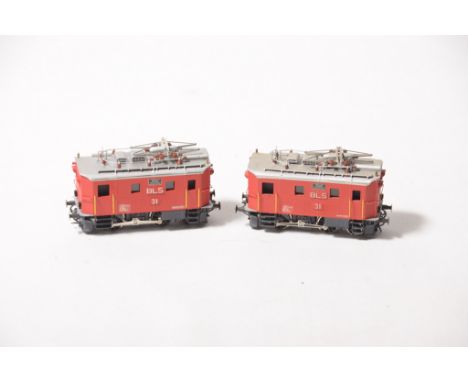 Two boxed M+F HO gauge German BLS Te2-3 electric tractor locomotives FE44.