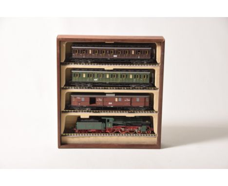 A boxed Fleischmann HO gauge setContaining a 4-6-0 locomotive with eight wheel tender no. 2412 in green livery together with 